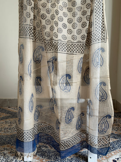 Pure Cotton Hand Block Printed Suit Set with Kota Dupatta